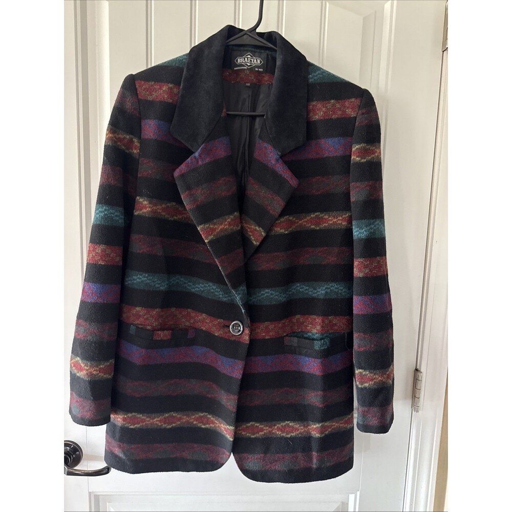 Braeton Wool Blend Jacket Women’s 10 M Southwest Aztec Western Blazer Vintage